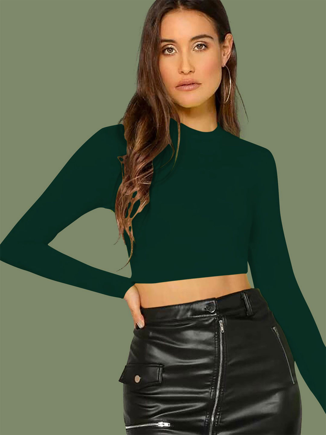 

Dream Beauty Fashion Women Fitted Crop Top, Green