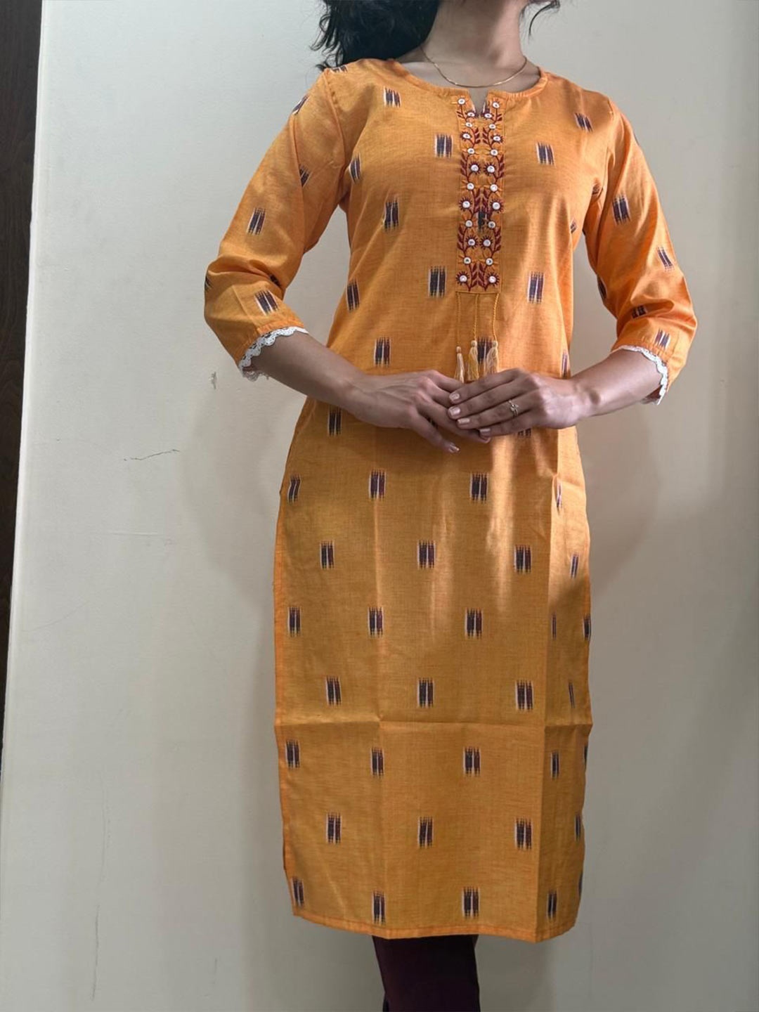 

h4u Printed Round Neck Kurta, Orange