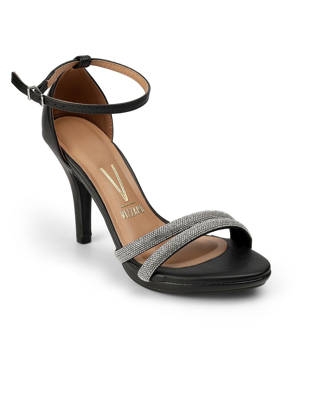 

Vizzano Embellished PU Party Stiletto Sandals, Black