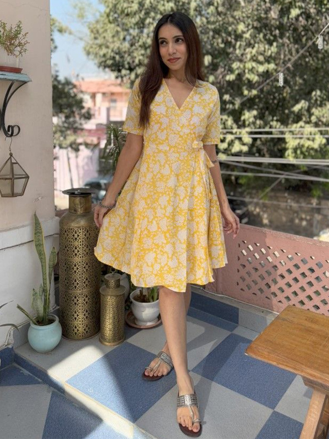 

GOODHAND Floral Print Dress, Yellow