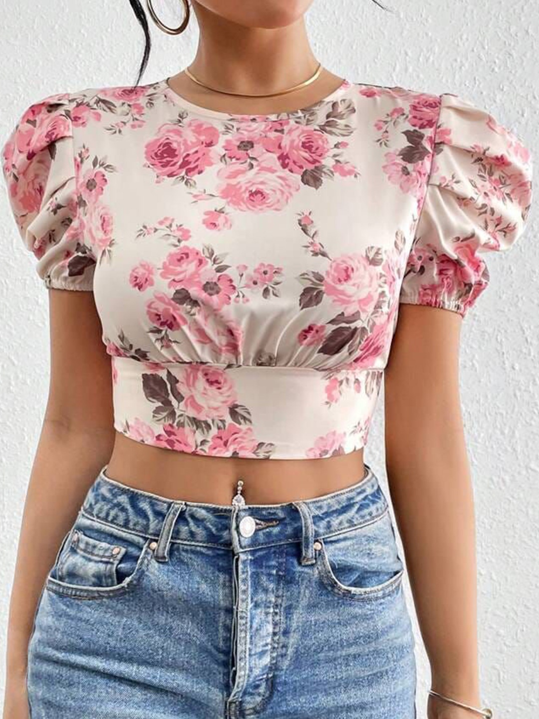 

Projas Floral Crop Top, Pink