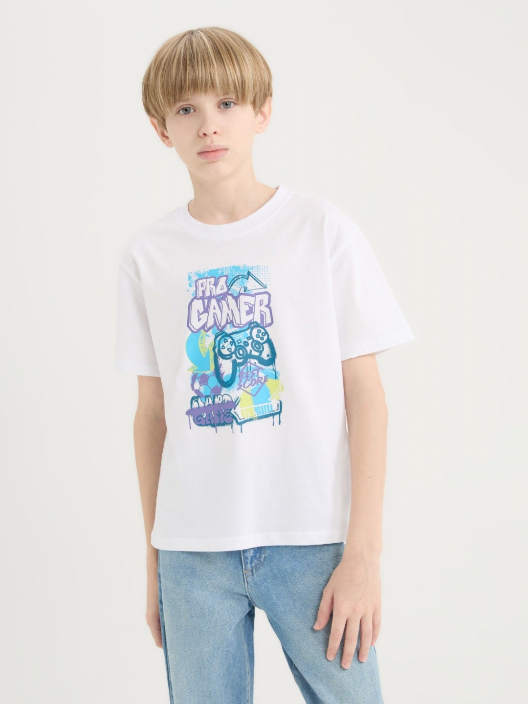 

DeFacto Boys Typography Printed Applique T-shirt, Na