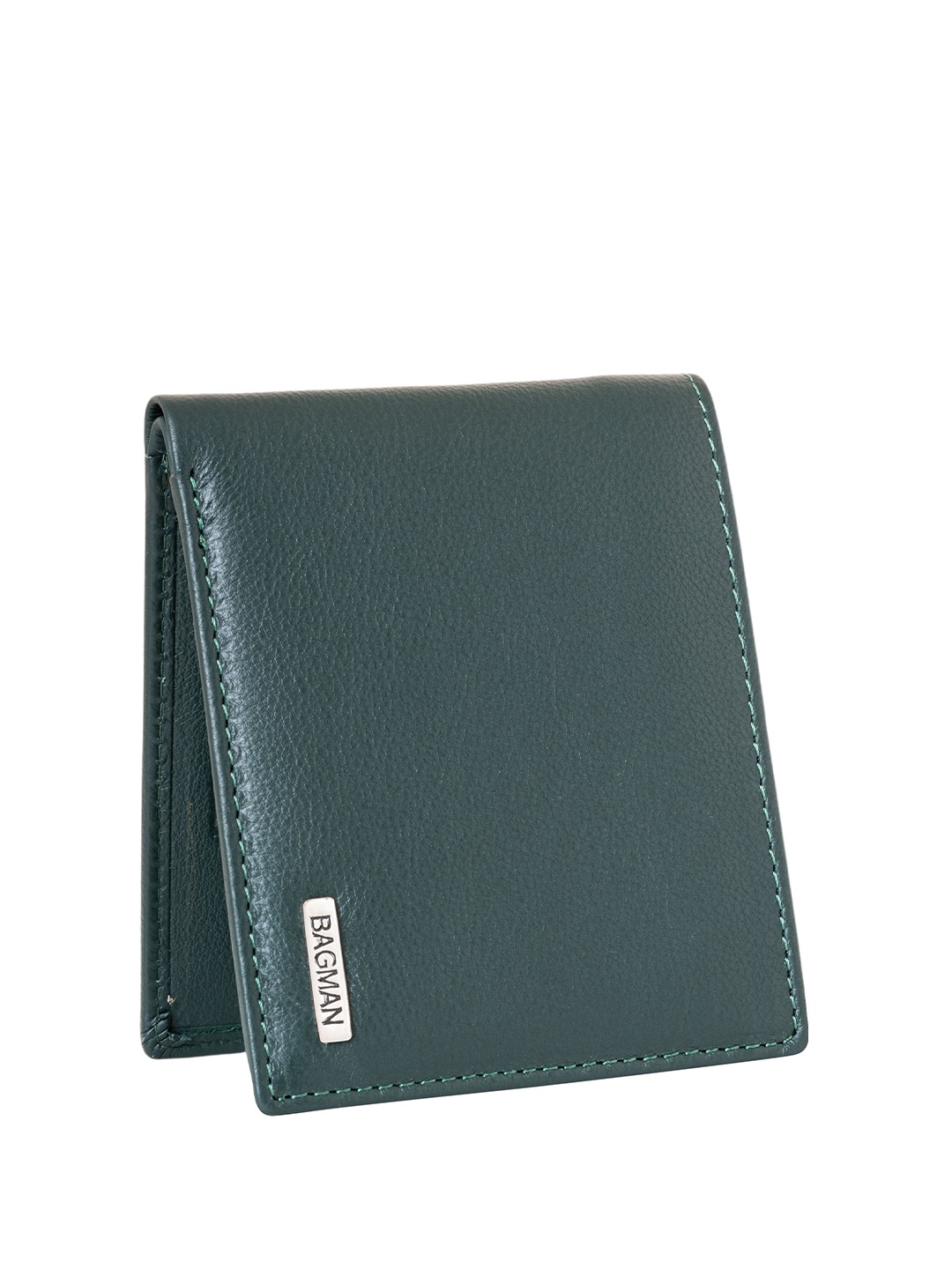 

BAGMAN Men Leather Two Fold Wallet, Green