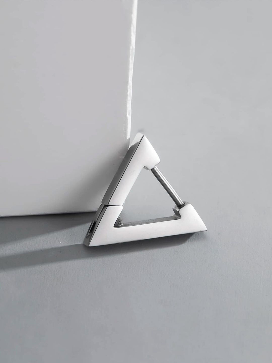 

VAGHBHATT Triangular Hoop Earrings, Silver