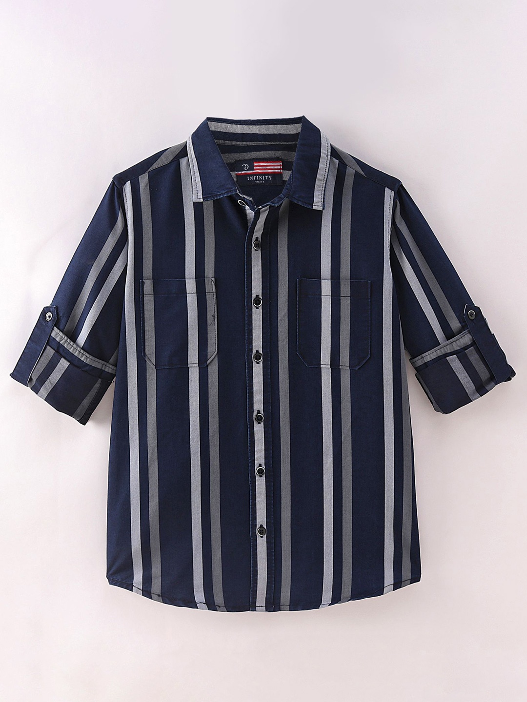 

Infinity Boys Opaque Striped Casual Shirt, Navy blue