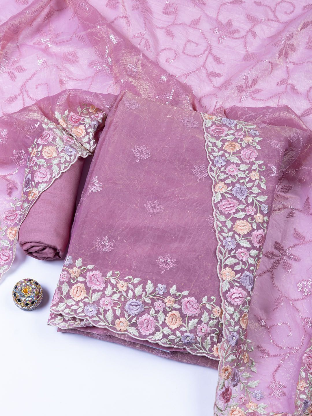 

Meena Bazaar Embroidered Unstitched Dress Material, Purple