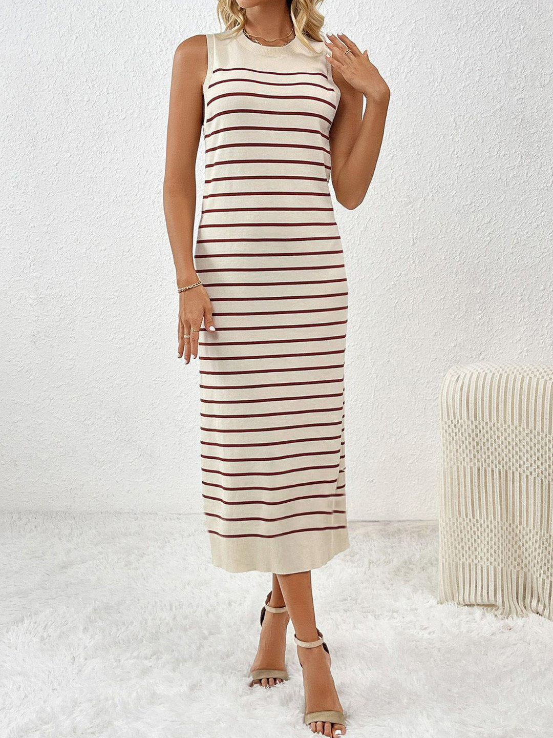 

Oh Rare Striped Bodycon Dress, Brown