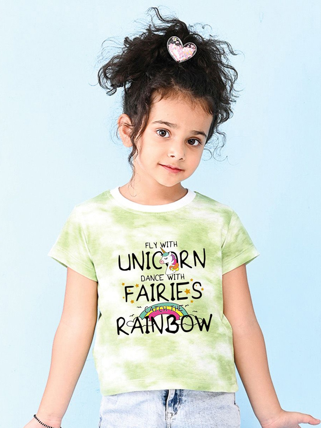 

NUSYL Girls Printed T-shirt, Green