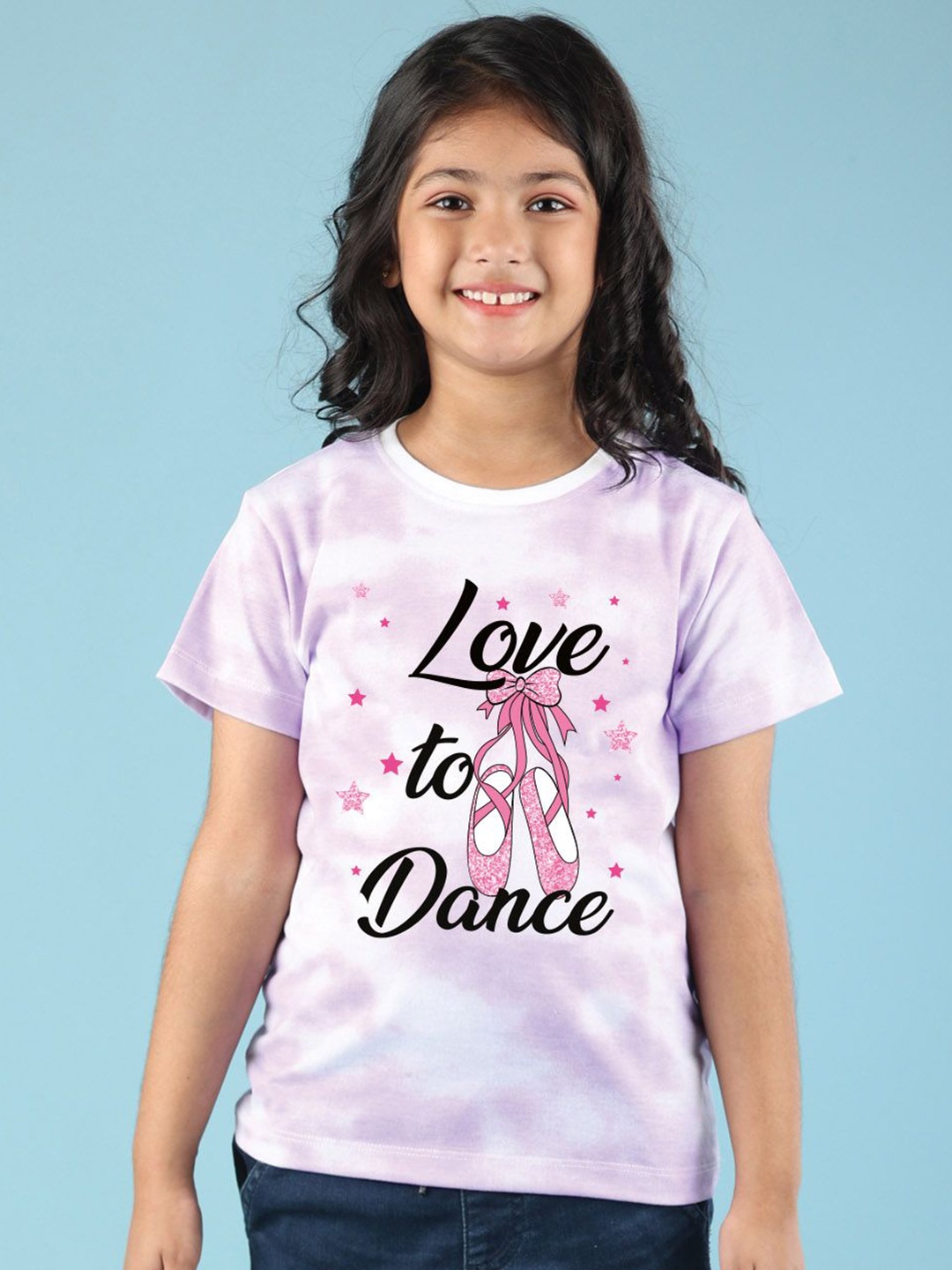 

NUSYL Girls Printed T-shirt, Purple