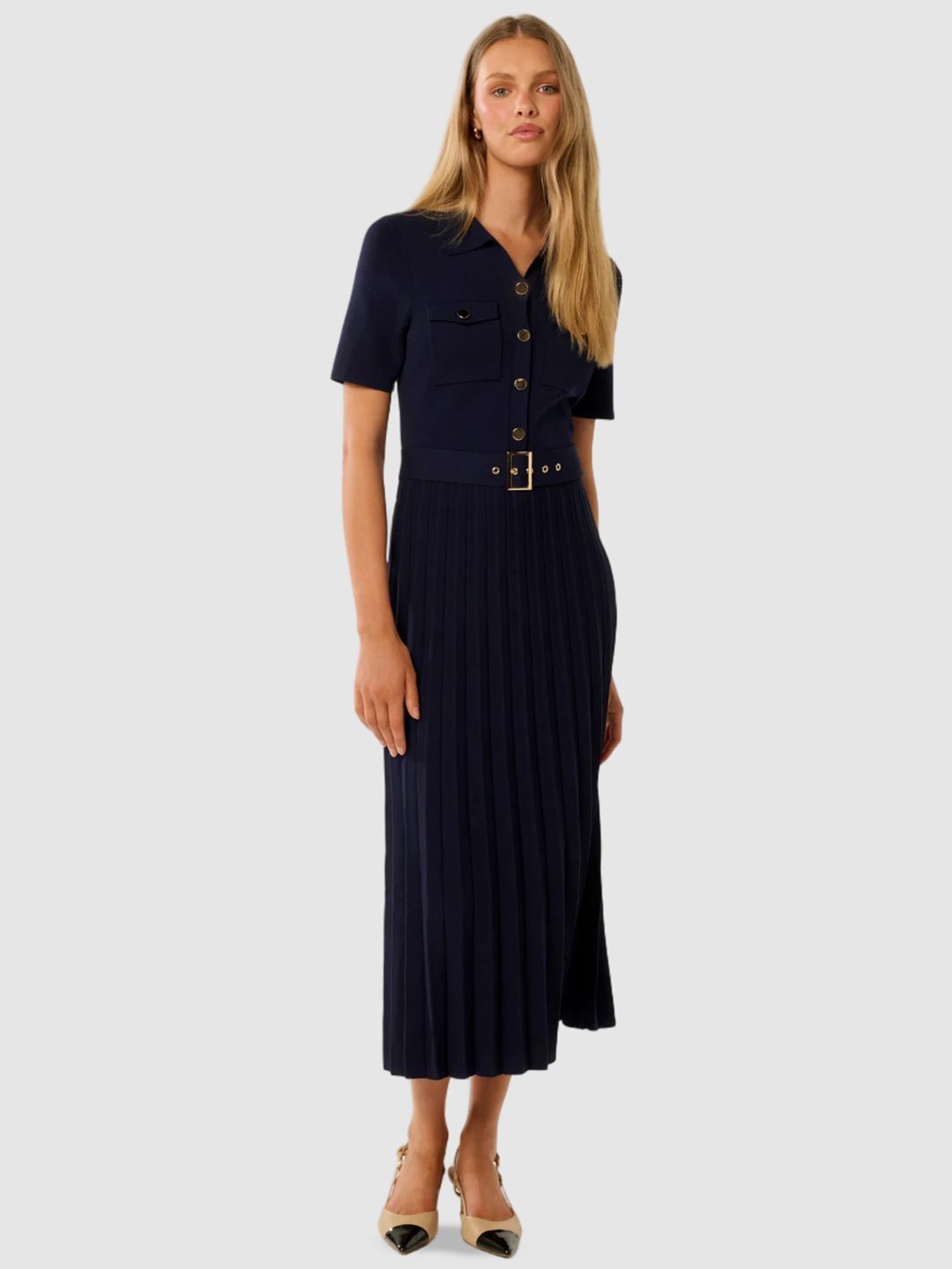 

Forever New A-Line Midi Dress, Navy blue