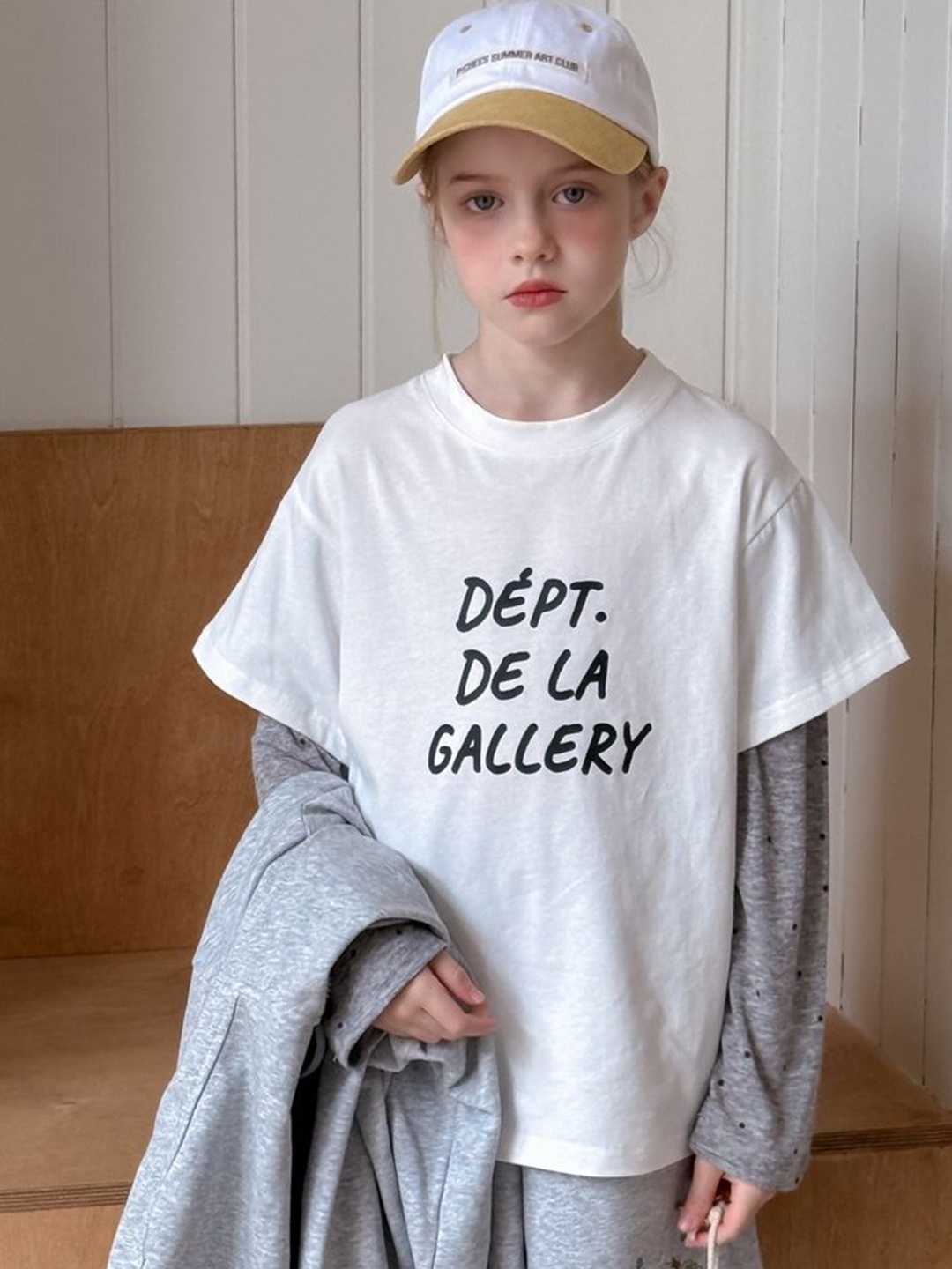 

LULU & SKY Girls Typography Printed Extended Sleeves Applique T-shirt, White