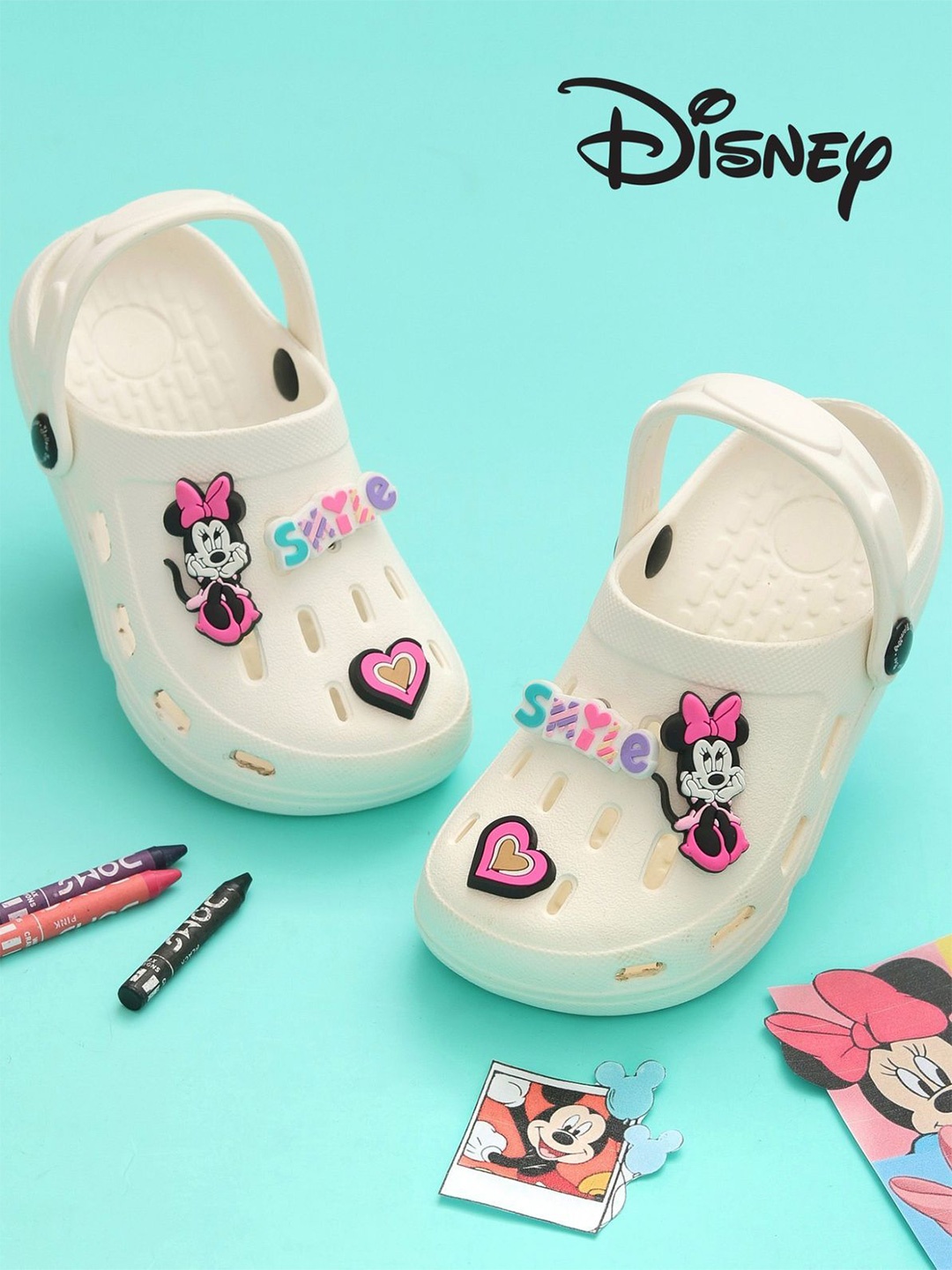 

Yellow Bee Girls Minnie Mouse Clogs, White
