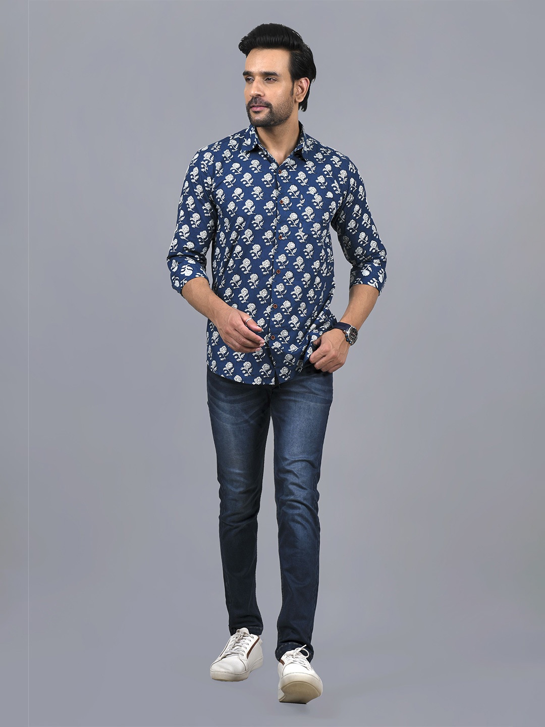 

Moda Rapido Men Comfort Opaque Printed Casual Shirt, Blue
