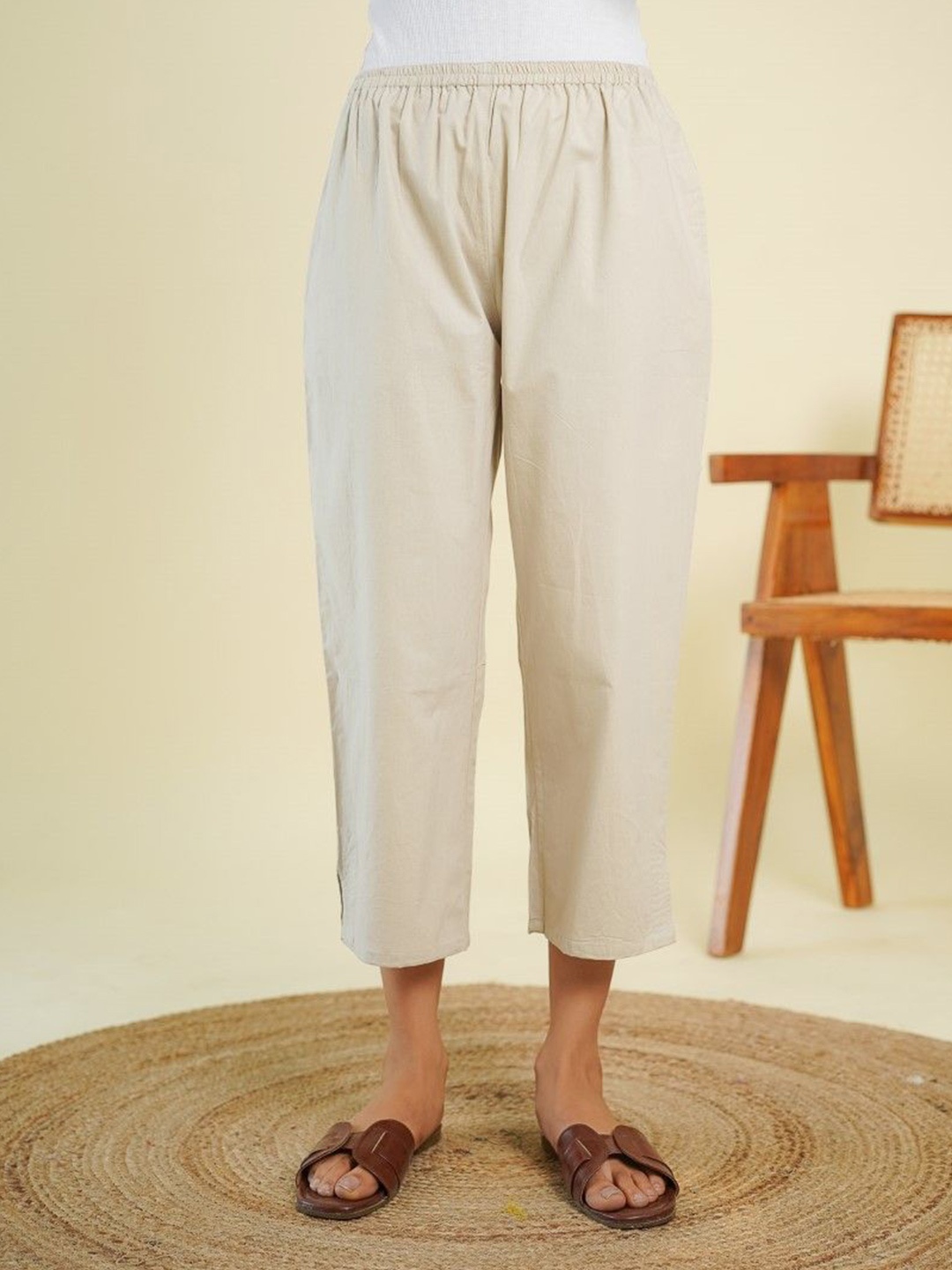 

GOODHAND Cotton Mid Rise Trousers, Grey