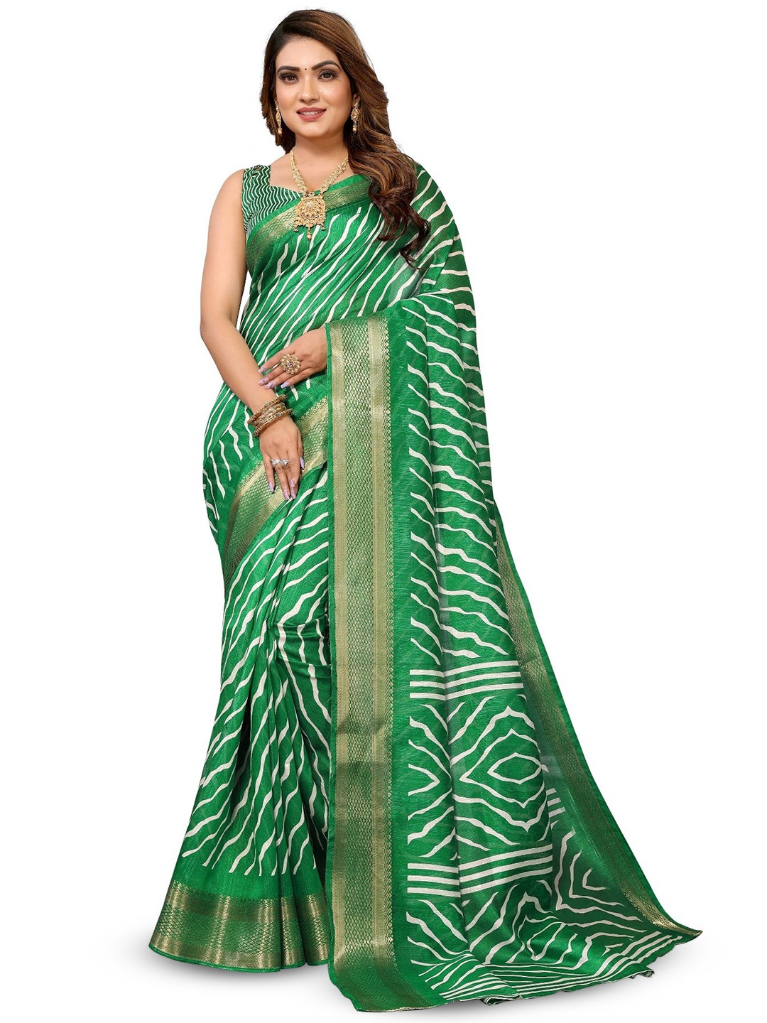 

Moda Rapido Leheriya Zari Saree, Green
