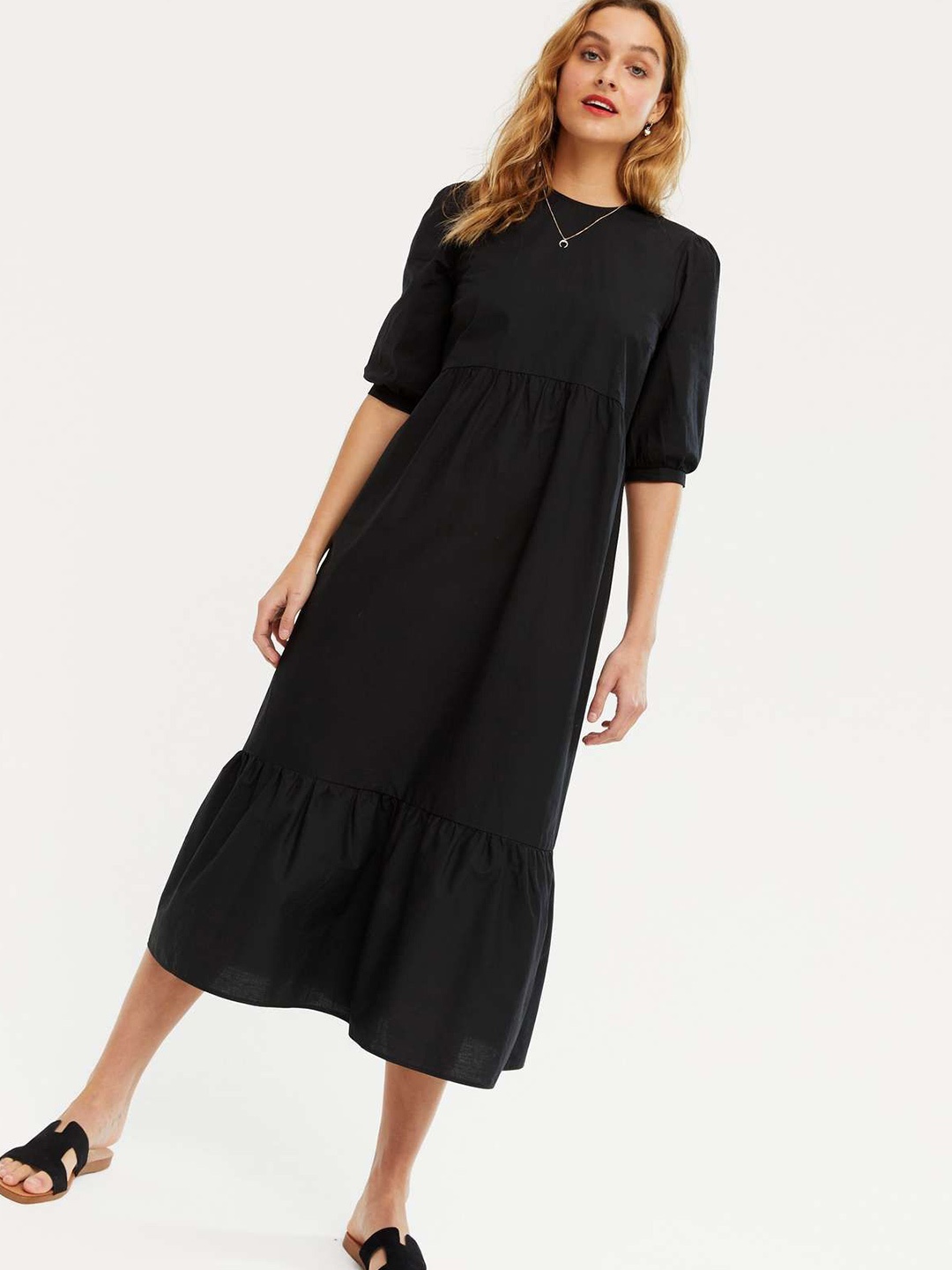 

Jash Creation Applique Crepe Fit & Flare Maxi Dress, Black