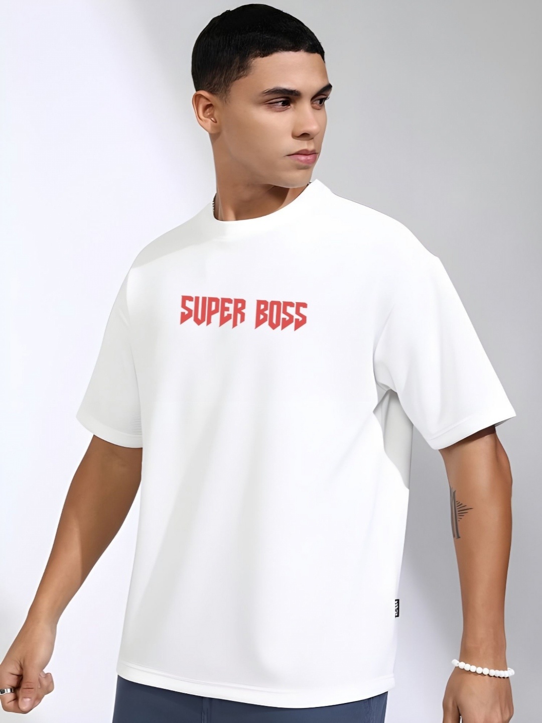 

THE BEETEL HOUSE Men Drop-Shoulder Sleeves T-shirt, White