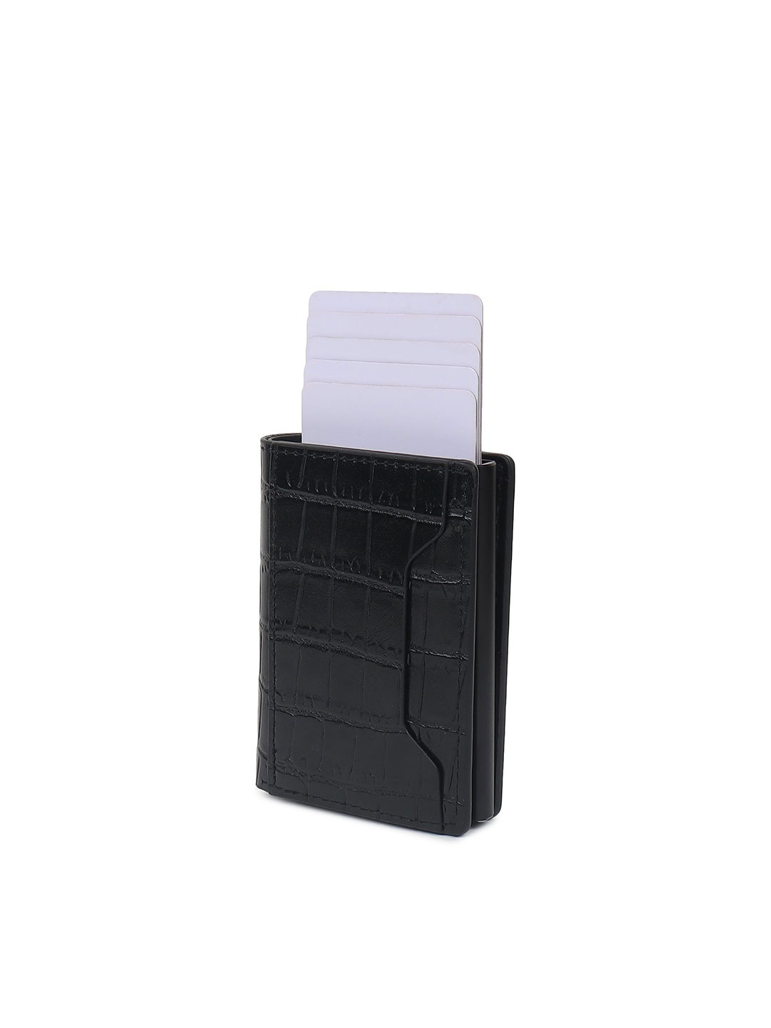 

JND Men Textured Leather Card Holder, Black