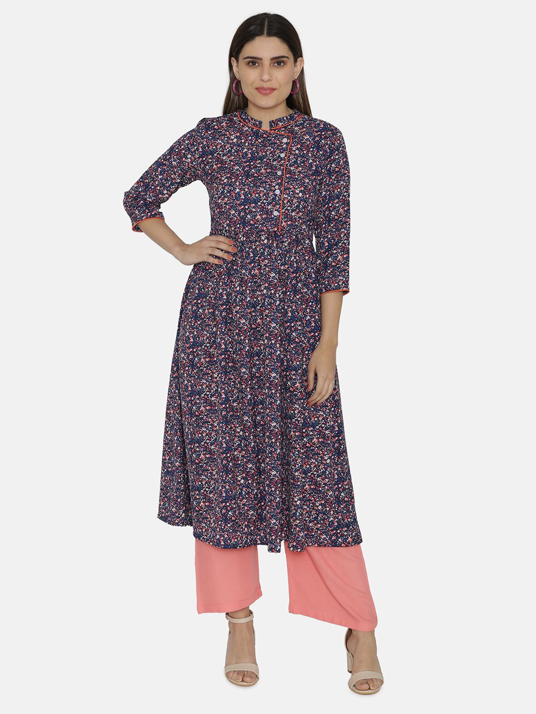 

VEGAL Printed A-Line Kurta, Blue