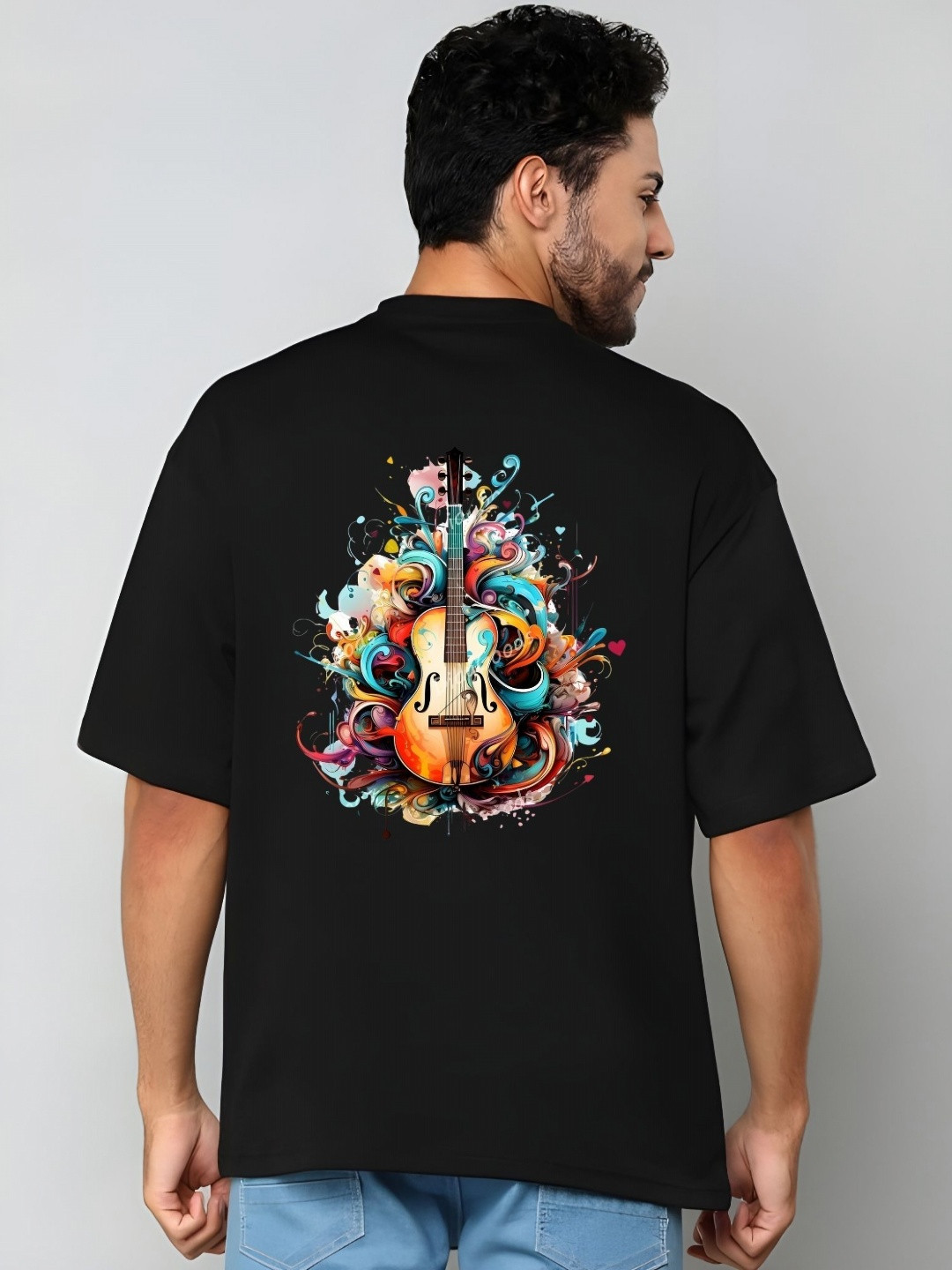 

THE BEETEL HOUSE Men Drop-Shoulder Sleeves T-shirt, Black