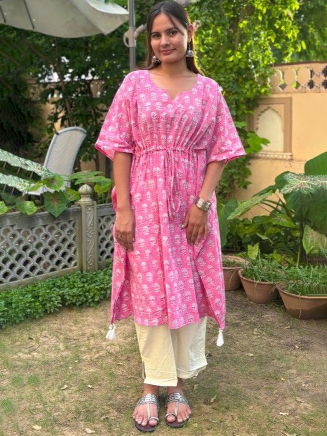 

GOODHAND Floral Print Kaftan Dress, Pink