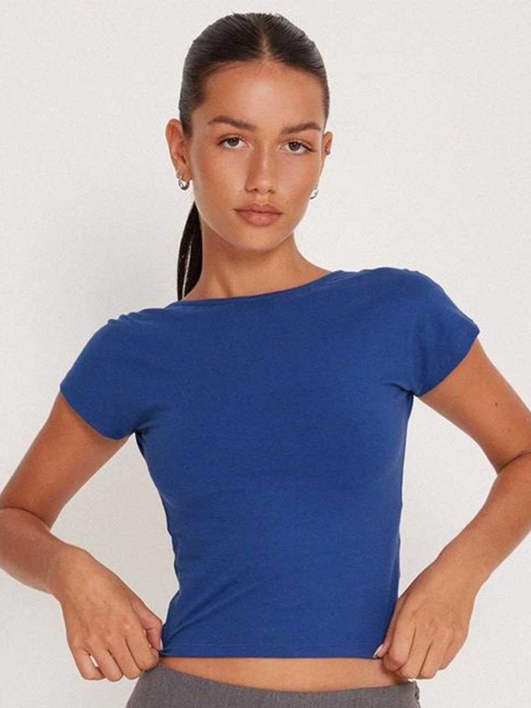 

LULU & SKY Cotton Crop Top, Blue