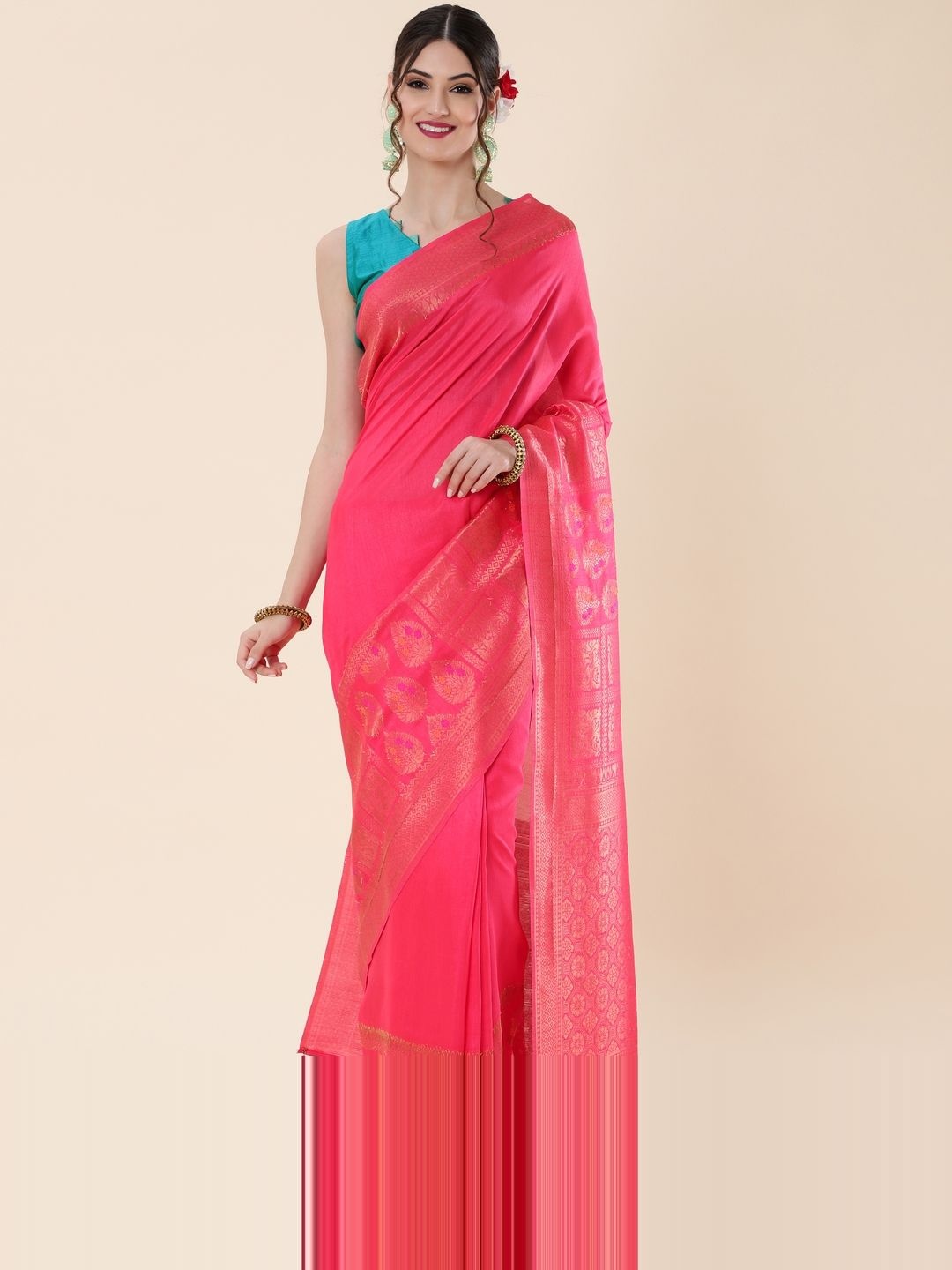 

Suha Woven Design Zari Art Silk Saree, Pink