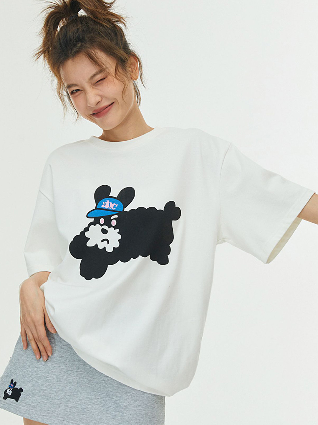 

LULU & SKY Print Extended Sleeves Cotton Top, White