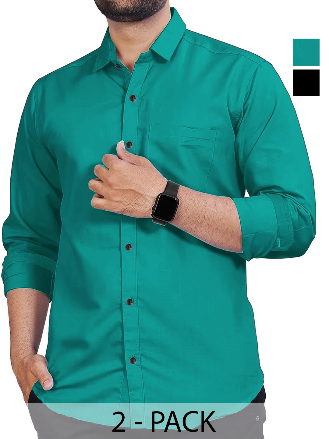 

Vida Loca Men Slim Fit Opaque Casual Shirt, Turquoise blue