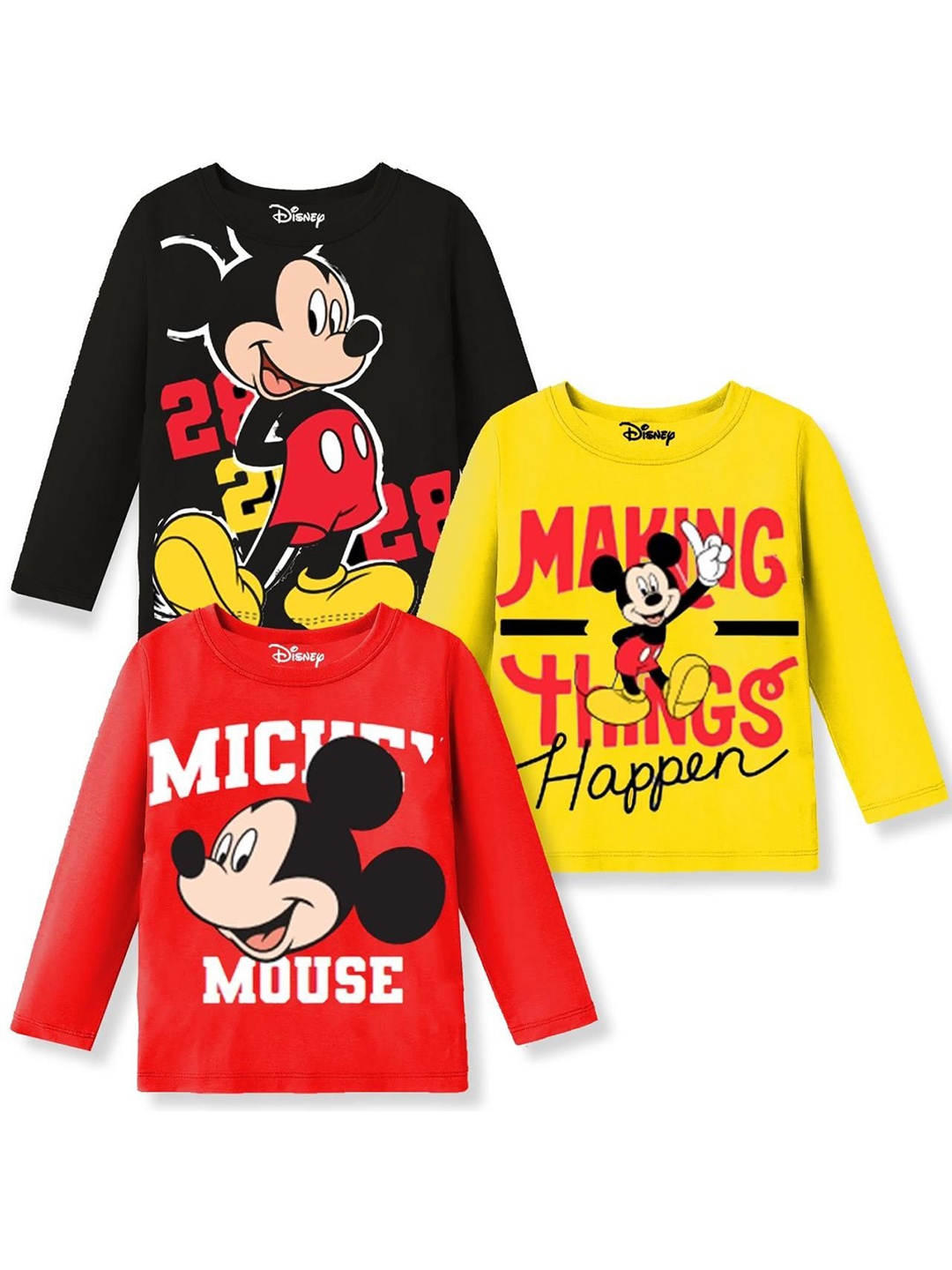 

Disney By Miss and Chief Boys 3 Mickey Mouse Printed T-shirt, Multi