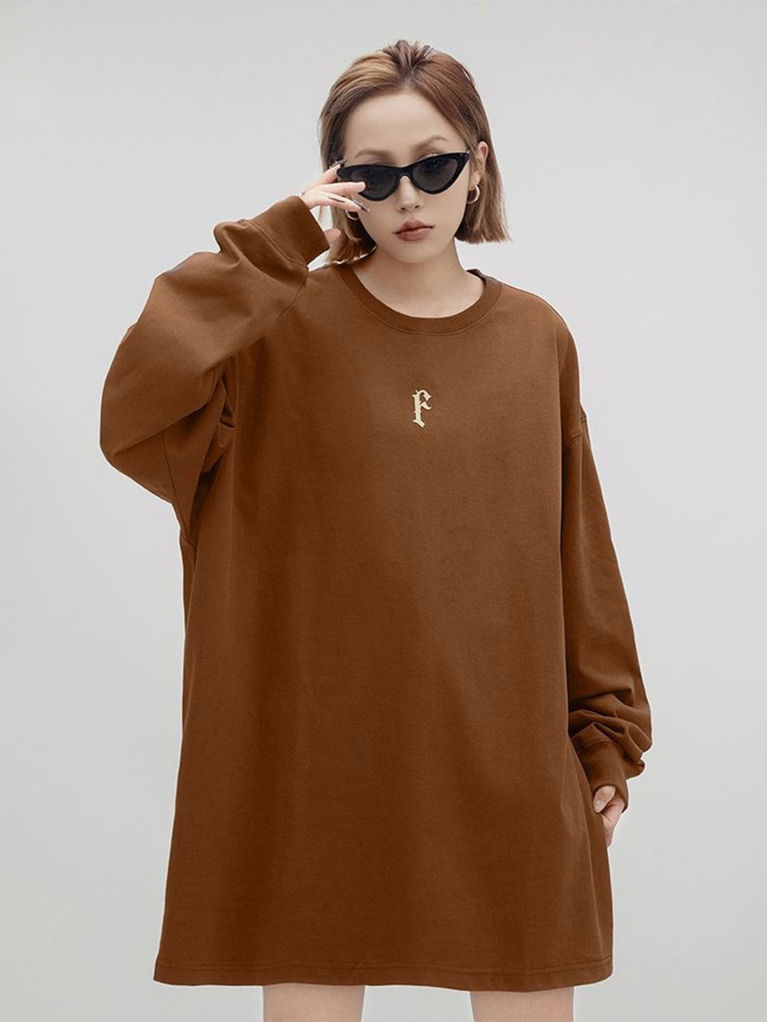 

LULU & SKY Puff Sleeve Cotton Top, Brown