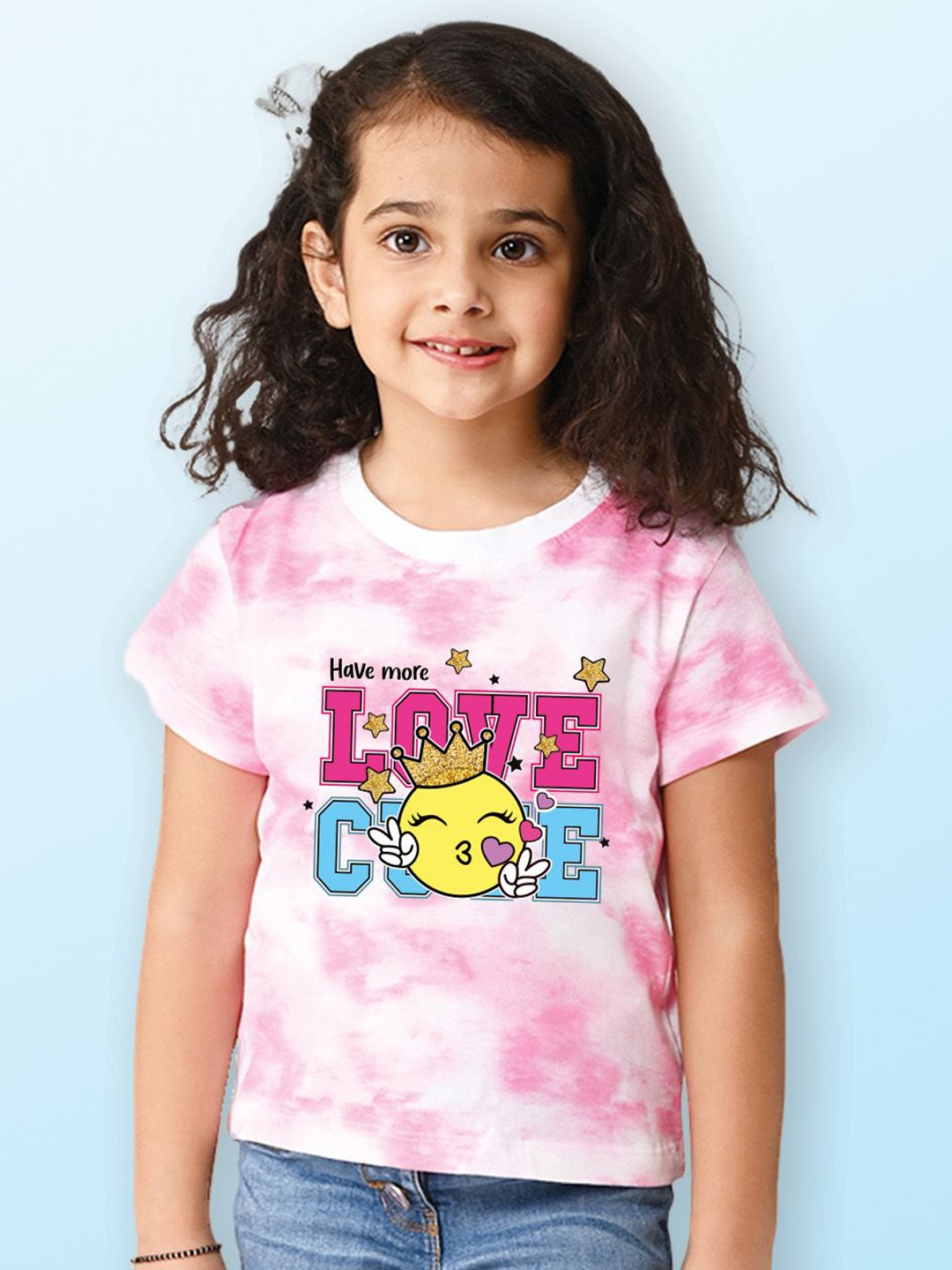 

NUSYL Girls Printed T-shirt, Pink
