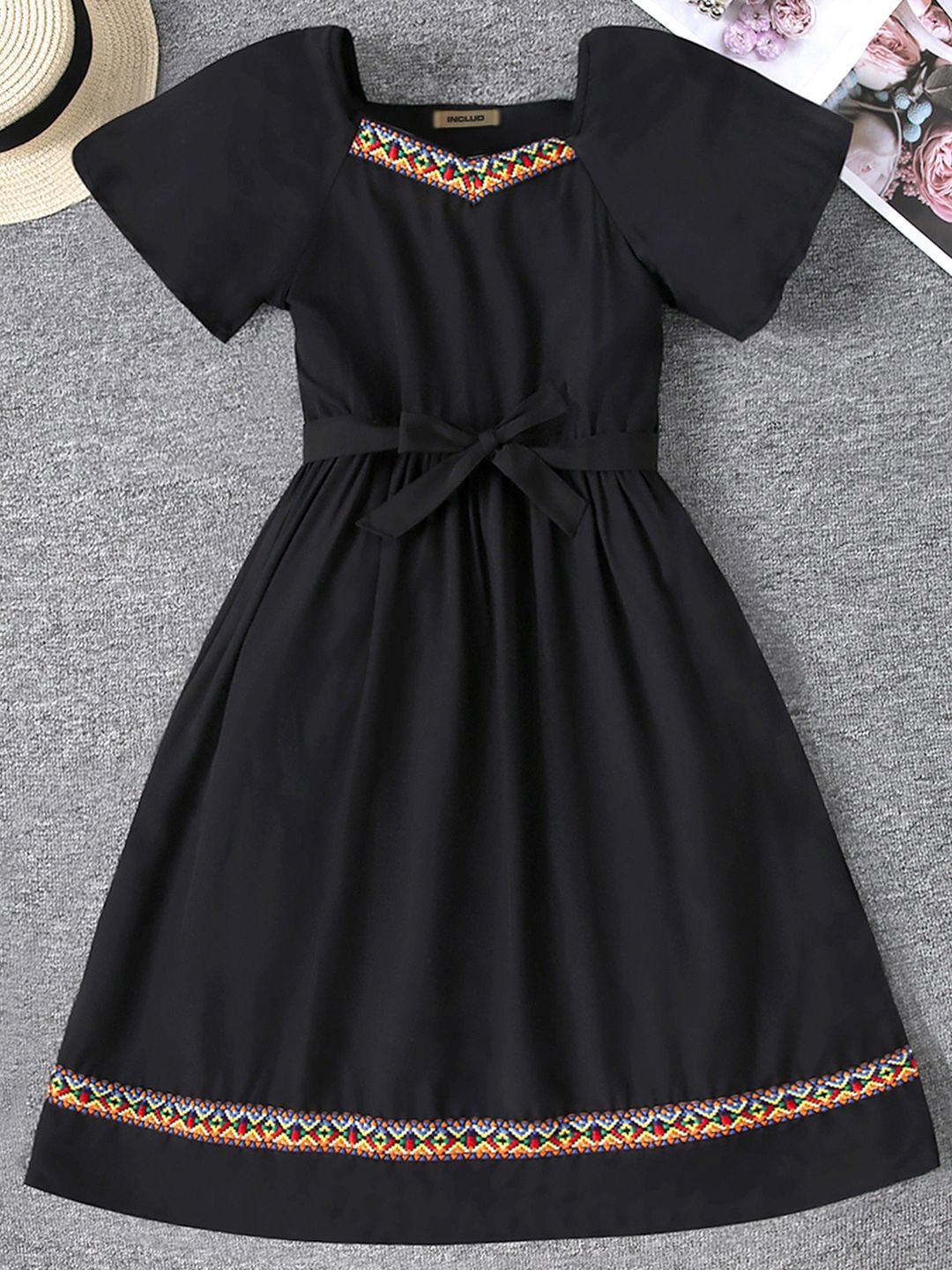

INCLUD Fit & Flare Midi Dress, Black