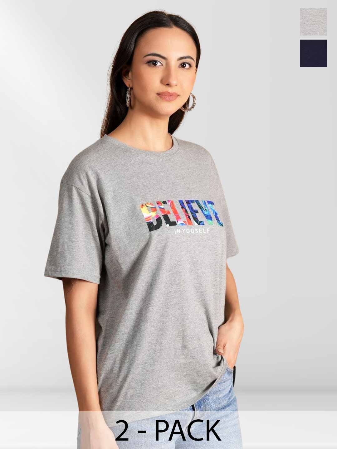 

BAESD Women Typography 2 Printed Applique T-shirt, Multi