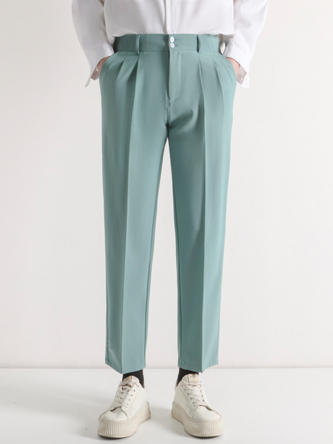 

StyleCast x Revolte Men Easy Wash Trousers, Green