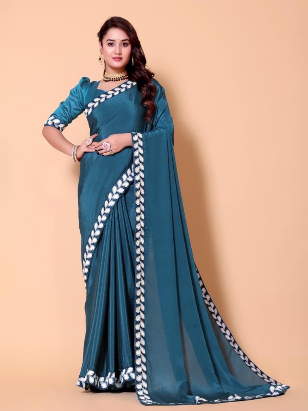 

AKSH FASHION Pure Georgette Saree, Blue