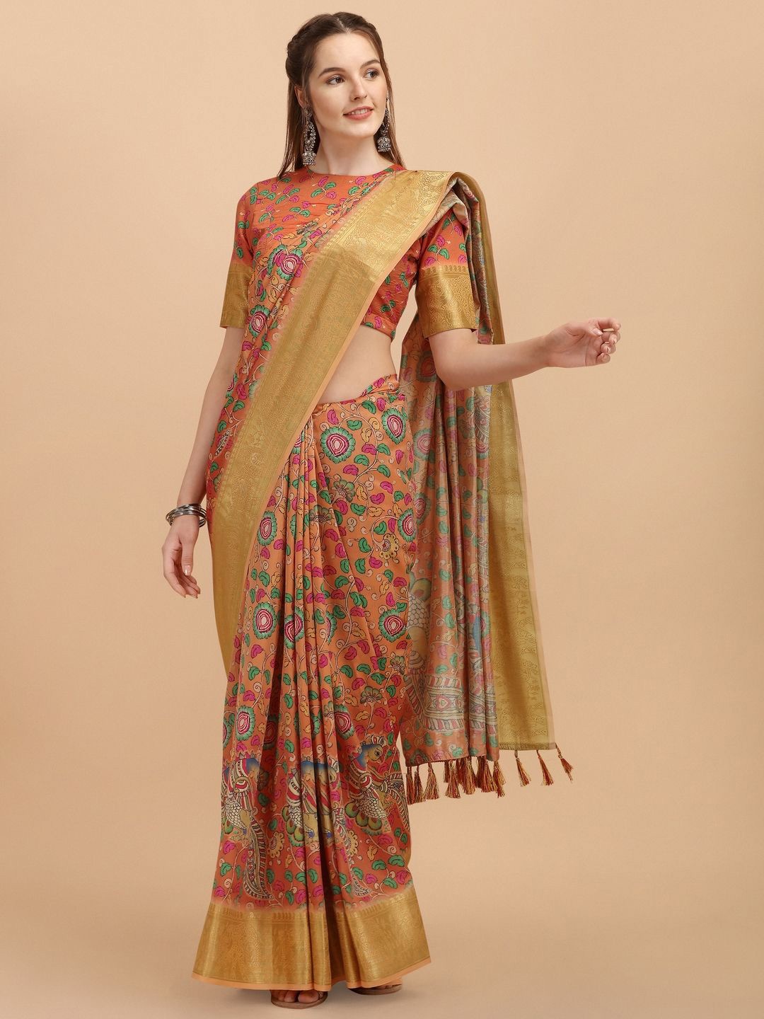 

Suha Art Silk Saree, Rust