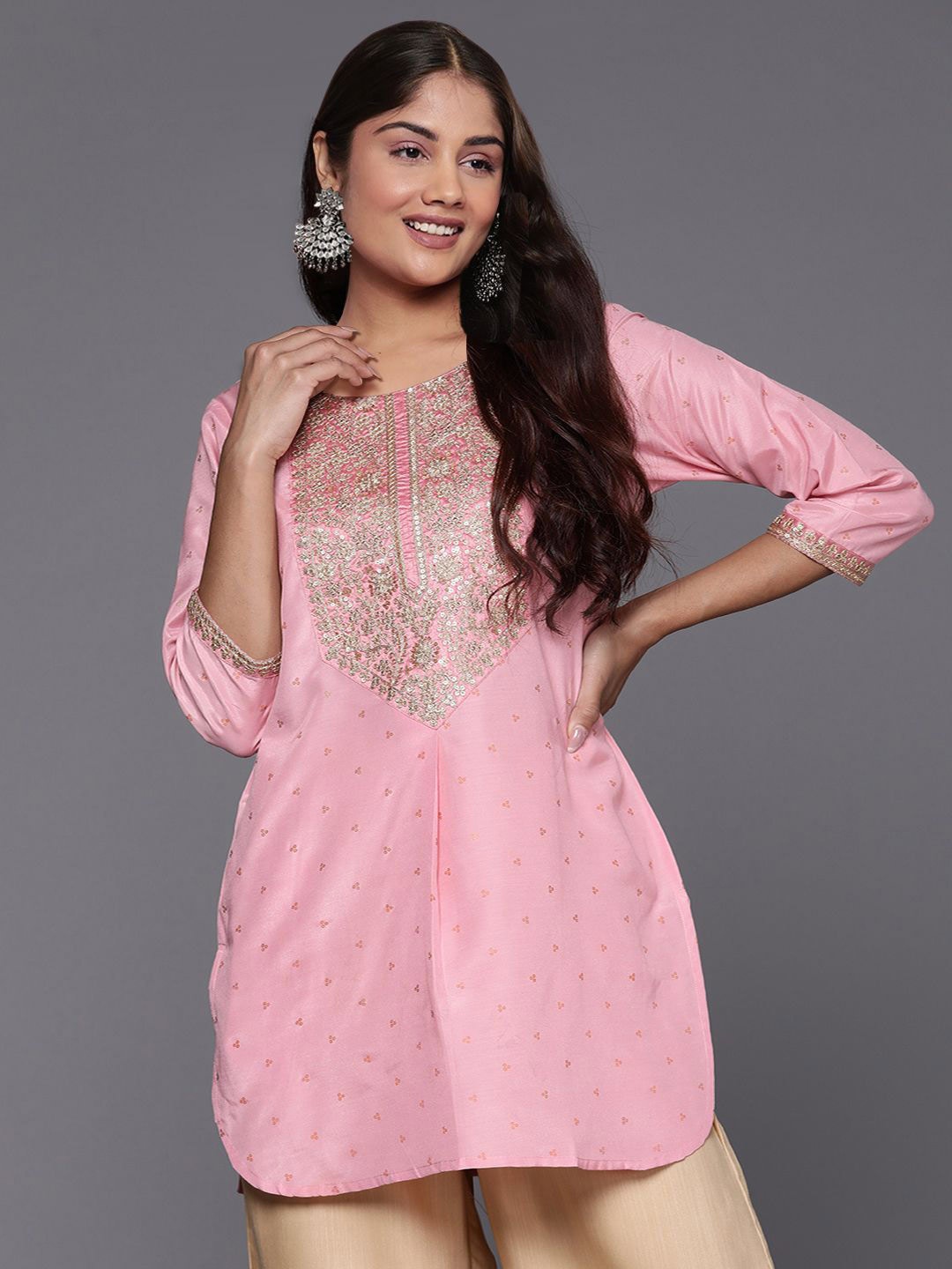 

A PLUS BY AHALYAA Printed Tunic, Pink