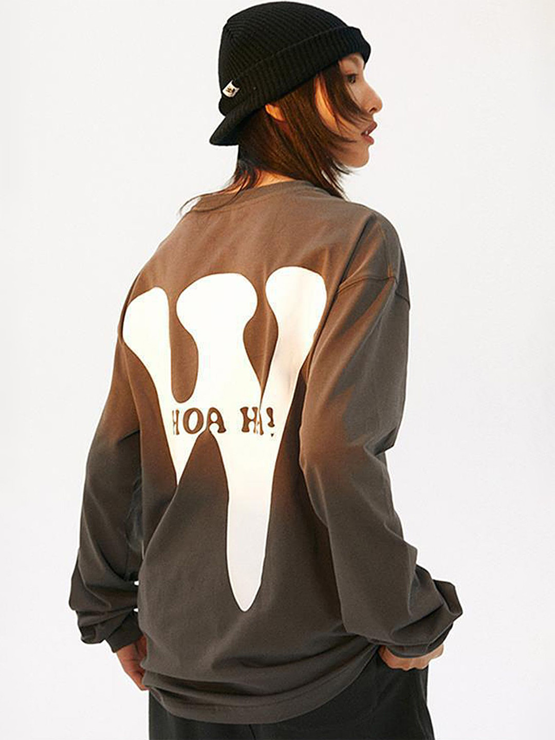 

LULU & SKY Print Batwing Sleeve Cotton Boxy Top, Grey