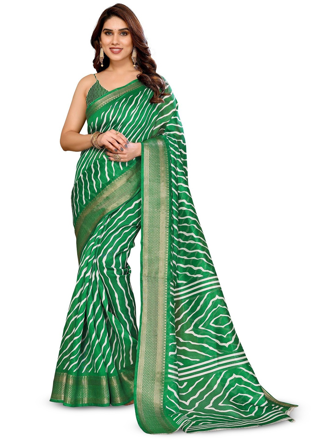 

Moda Rapido Leheriya Zari Saree, Green