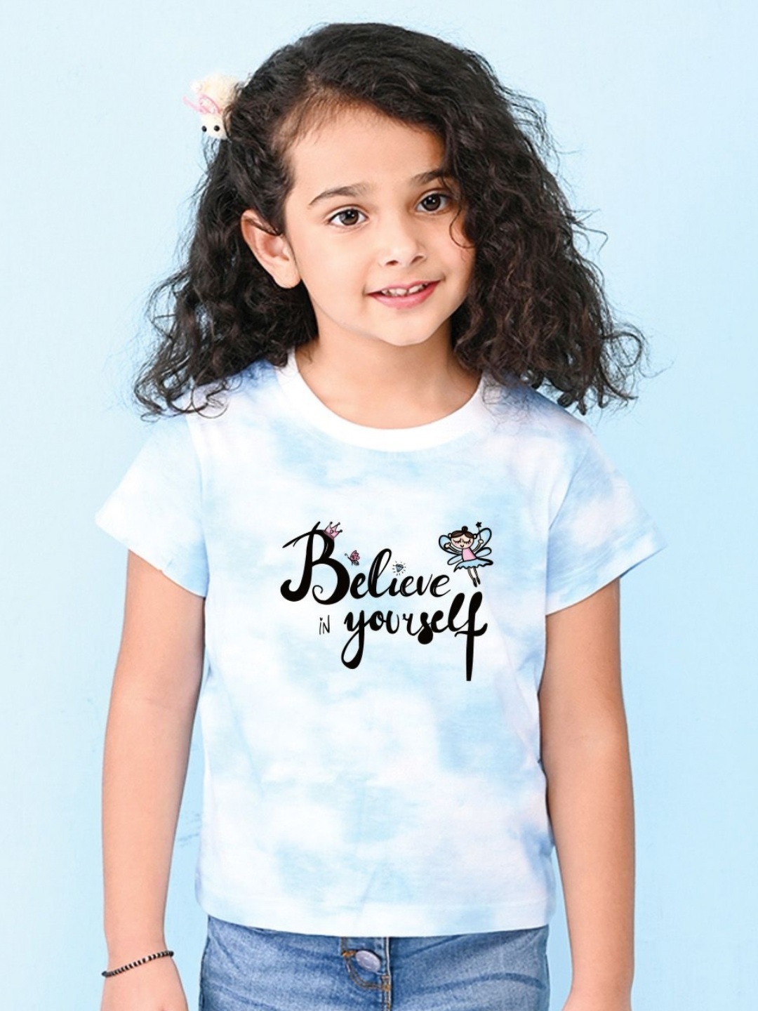 

NUSYL Girls Printed T-shirt, Blue