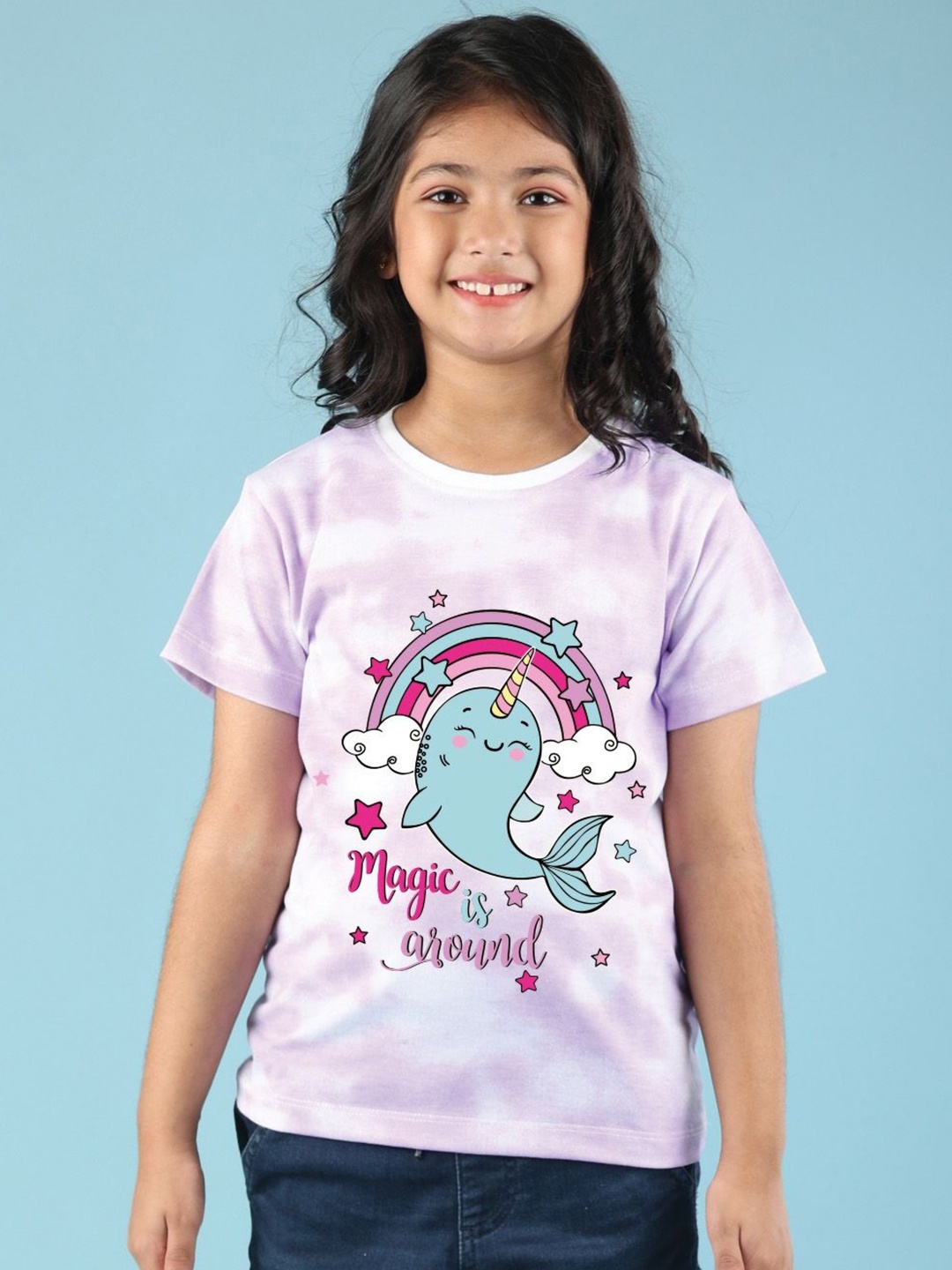 

NUSYL Girls Printed T-shirt, Purple