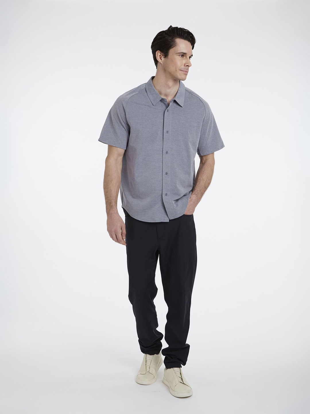 

Roam Everywhere Men Semi Sheer Casual Shirt, Black
