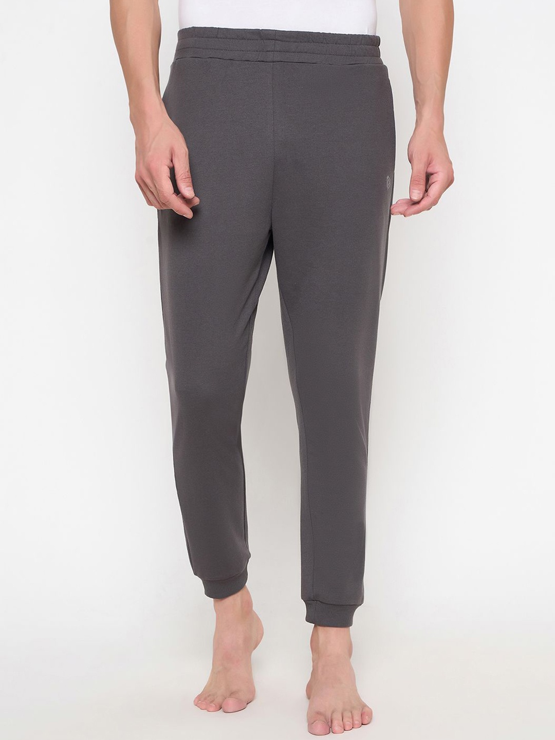 

John Players Men Cotton Mid-Rise Joggers, Grey