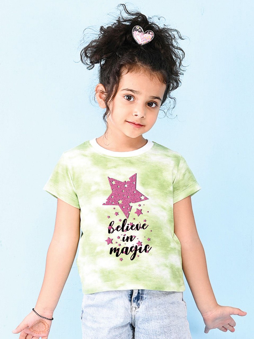 

NUSYL Girls Printed T-shirt, Green
