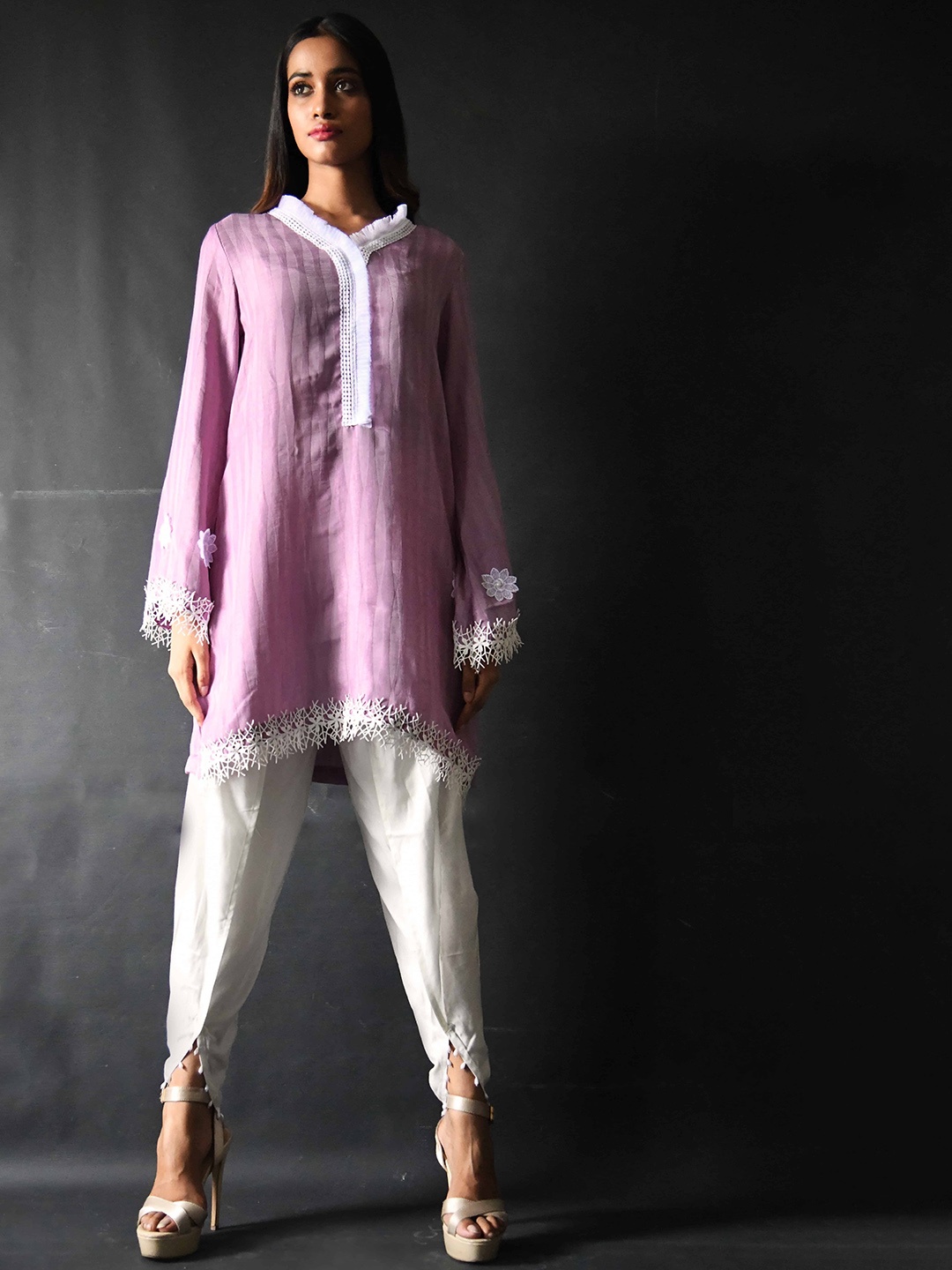 

KYETH Women Regular Kurta with Dhoti Pants, Purple