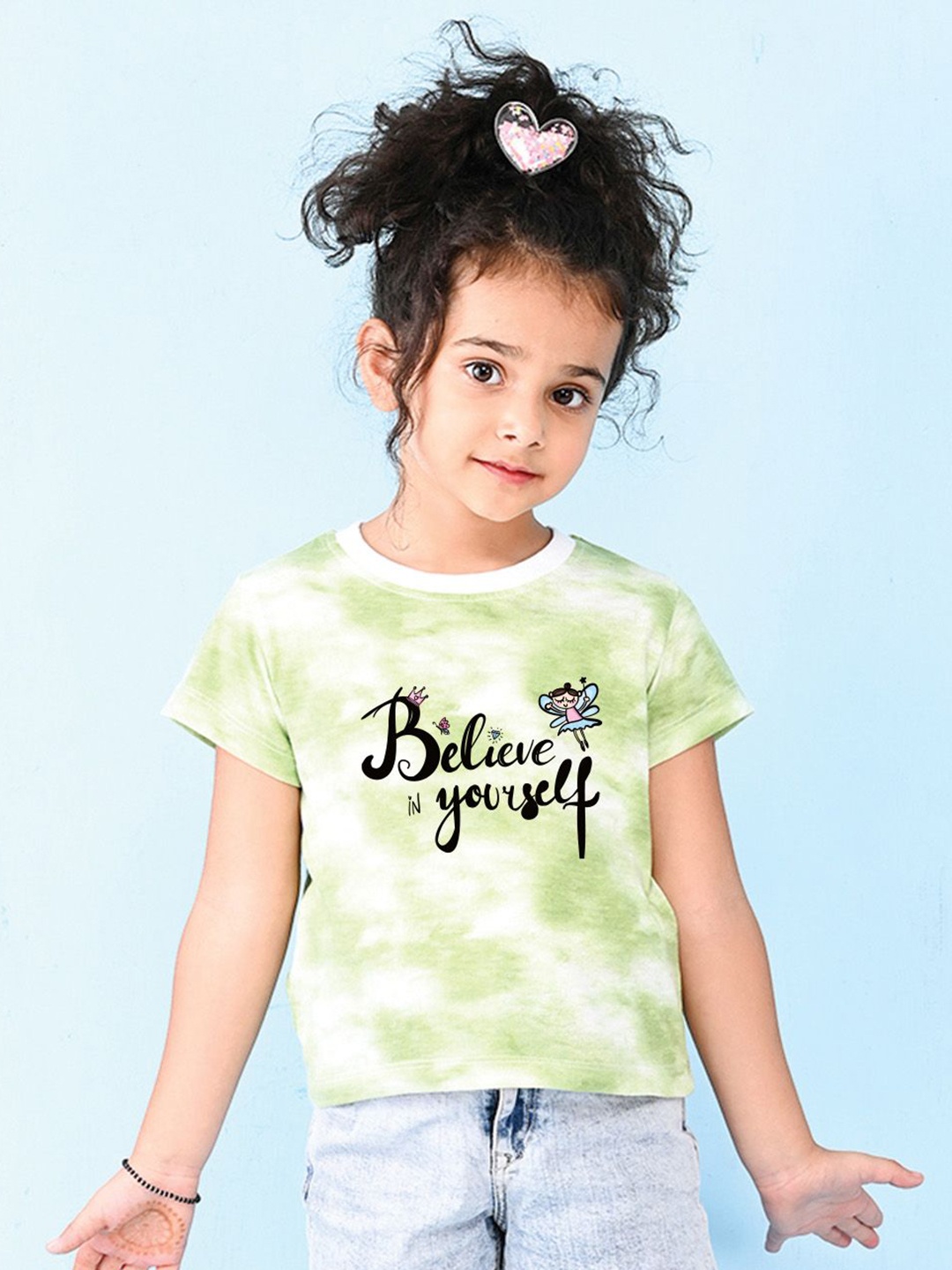 

NUSYL Girls Printed T-shirt, Green