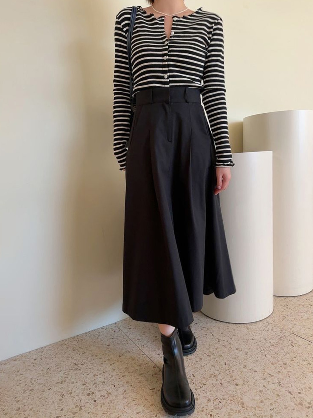 

LULU & SKY A-Line Midi Skirt, Black