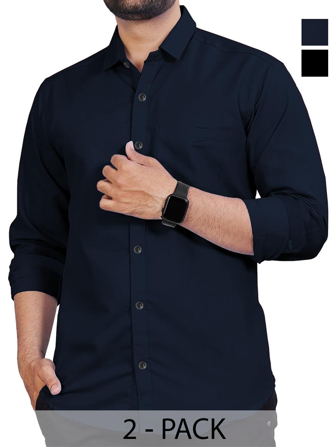 

Vida Loca Men Slim Fit Opaque Casual Shirt, Navy blue