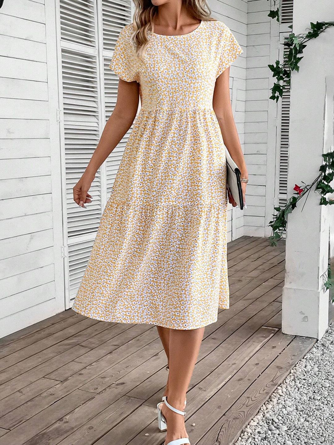 

JC Mode Floral Print A-Line Midi Dress, Multi